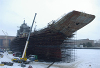 Would-be aircraft carrier during docking works